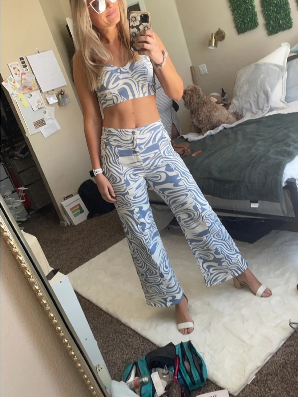 Stylish Blue Swirl Matching Set